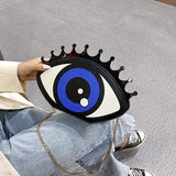 Women Small Shoulder Bag Eye Shape PU Leather Chain Bags Mini Shoulder Bag