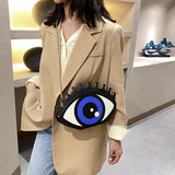 Women Small Shoulder Bag Eye Shape PU Leather Chain Bags Mini Shoulder Bag