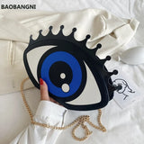 Women Eye Shape Shoulder Bag PU Leather Chain Mini Crossbody Messenger Bag