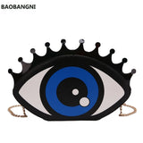 Women Eye Shape Shoulder Bag PU Leather Chain Mini Crossbody Messenger Bag