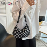 Checked Acrylic Chain Top Handle Shoulder Bag for Women