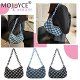 Checked Acrylic Chain Top Handle Shoulder Bag for Women