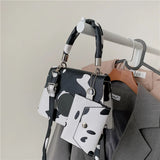 Women Small Square Bag Ladies Car Line Handbag Retro Cow Pattern Shoulder Bags
