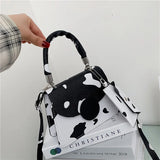 Women Small Square Bag Ladies Car Line Handbag Retro Cow Pattern Shoulder Bags