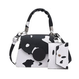 Women Small Square Bag Ladies Car Line Handbag Retro Cow Pattern Shoulder Bags