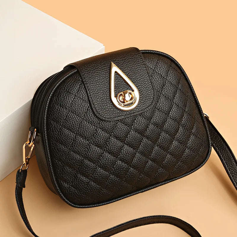 Women Small Square Bag Fashionable Texture Diamond Clutch Three Layer Messenger