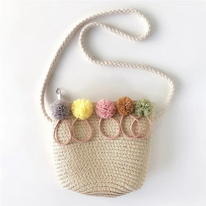 Straw Bucket Bags Shoulder Bag For Women Summer Travel Purses