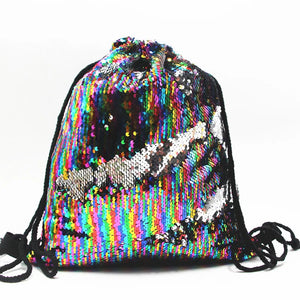 Sequins School Bags for Girls Small String Backpack