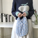 Women Small Transparent Tote Mesh Cloth Bags Daisy Embroidery Handbag