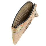 Women's Small Wallet with Raffia & PU Leather Details, Daily Use