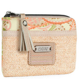 Women's Small Wallet with Raffia & PU Leather Details, Daily Use