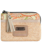 Women's Small Wallet with Raffia & PU Leather Details, Daily Use
