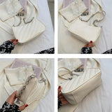 Embroidery Line Crossbody Bag with Zipper for Women