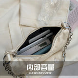 Embroidery Line Crossbody Bag with Zipper for Women