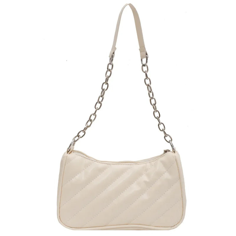Embroidery Line Crossbody Bag with Zipper for Women