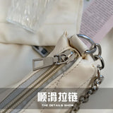 Embroidery Line Crossbody Bag with Zipper for Women