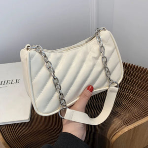 Embroidery Line Crossbody Bag with Zipper for Women