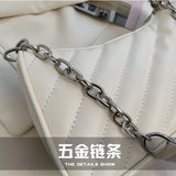 Embroidery Line Crossbody Bag with Zipper for Women