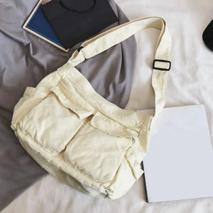 Women Canvas Shoulder Bag Large Capacity Tote Handbag Satchel Pockets Casual
