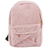 Pink Faux Fur Plush Backpack Shoulder Bag with Heart Pendant