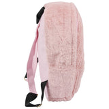 Pink Faux Fur Plush Backpack Shoulder Bag with Heart Pendant