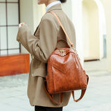 Women Soft Leather Backpack Solid Shoulder Bag High Travel Girl Schoolbag