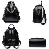 Women Soft Leather Backpack Solid Shoulder Bag High Travel Girl Schoolbag