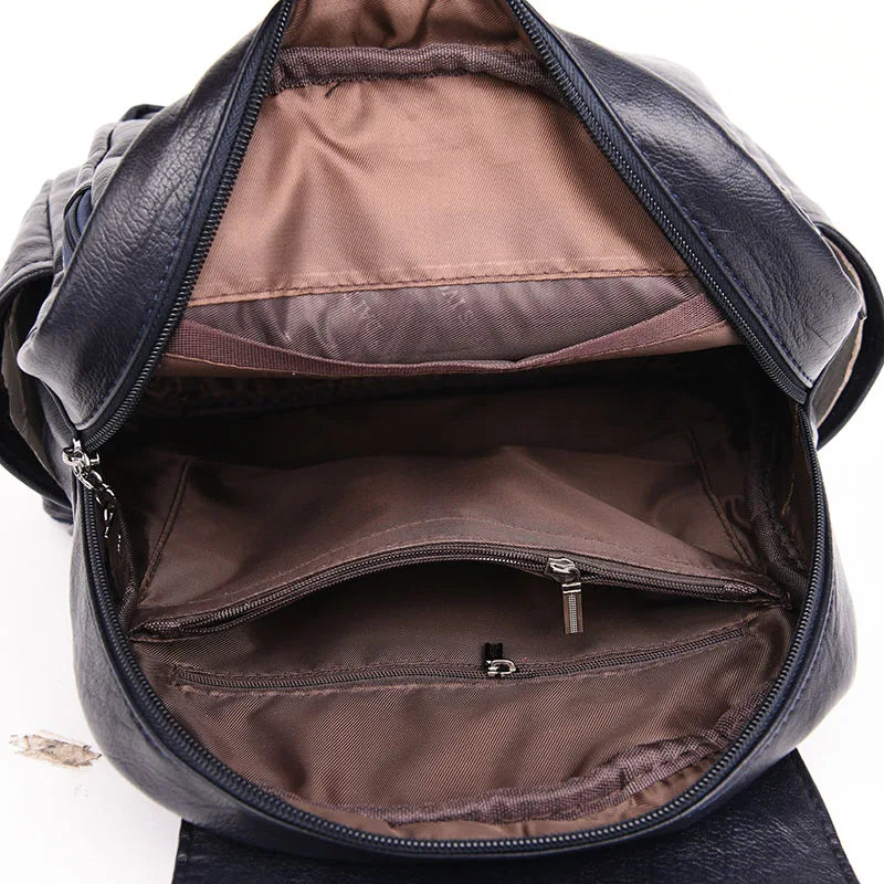 Soft Leather Backpacks Vintage Bagpack School Bags for Girls