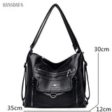 Women Soft Leather Handbag Large Capacity Multifunction Casual Backpack