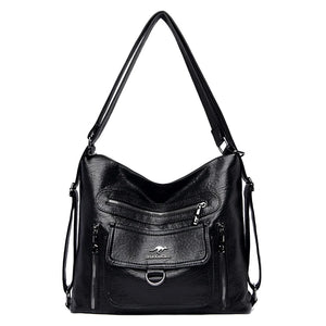 Women Soft Leather Handbag Large Capacity Multifunction Casual Backpack
