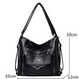 Soft Leather Handbag Large Capacity Multifunction Backpack