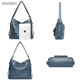 Women Soft Leather Handbag Large Capacity Multifunction Casual Backpack