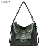 Women Soft Leather Handbag Large Capacity Multifunction Casual Backpack