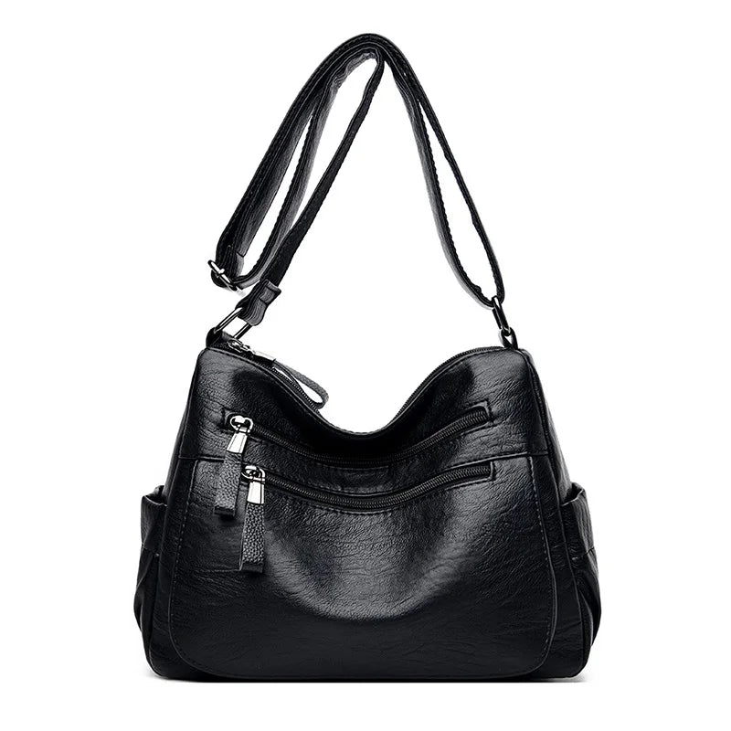 Soft Leather Purses Large Capacity Shoulder Bags Cross Body