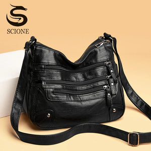 Vintage PU Crossbody Bag Soft Leather Shoulder Bag Handbag