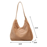 Soft Plush Double Strap Shoulder Bag Winter Warm Faux Fur Shopping Bag