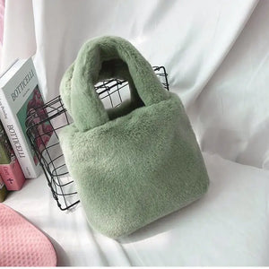 Soft Plush Hand Bag Faux Fur Shopper Bags Winter Travel Bag