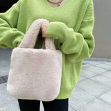 Soft Plush Hand Bag Faux Fur Shopper Bags Winter Travel Bag