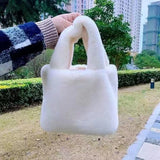 Soft Plush Hand Bag Faux Fur Shopper Bags Winter Travel Bag