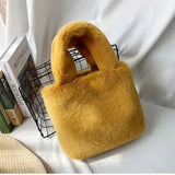 Soft Plush Hand Bag Faux Fur Shopper Bags Winter Travel Bag