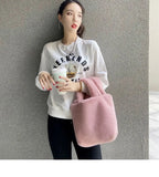 Soft Plush Hand Bag Faux Fur Shopper Bags Winter Travel Bag
