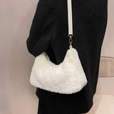 Soft Plush Shoulder Bag for Women - Winter Furry Handbag