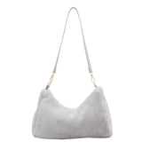 Soft Plush Shoulder Bag for Women - Winter Furry Handbag