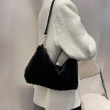 Soft Plush Shoulder Bag for Women - Winter Furry Handbag