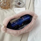 Women Plush Shoulder Bags Small Underarm Bags Acrylic Chain Fluffy Tote Bags