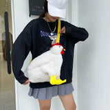 Plush Hen Shape Crossbody Bag Winter Furry Ladies Handbag