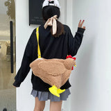 Plush Hen Shape Crossbody Bag Winter Furry Ladies Handbag