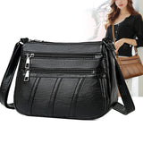 Women Soft Shoulder Bag PU Leather Purse Solid Messenger Crossbody Bags