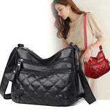 Women Soft Shoulder Bag PU Leather Purse Solid Messenger Crossbody Bag