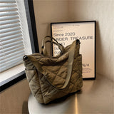 Women Solid Canvas Tote Bags Shoulder Bag Large Capacity Ladies Shopping Bags